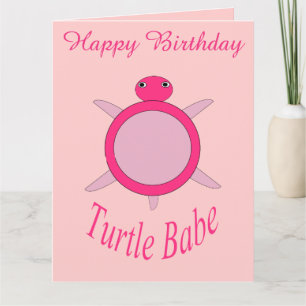 Cute Pink Turtle Babe Custom Big Kaart