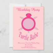 Cute Pink Turtle Babe Custom Invitae Magnetische Uitnodiging (Voorkant)