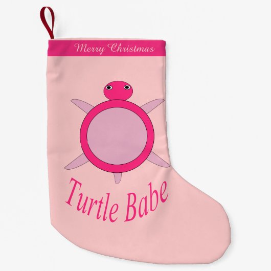 Cute Pink Turtle Babe Custom Stocking Kleine Kerstsok (Voorkant)