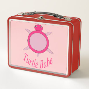 Cute Pink Turtle Babe Metal Lunch Bo
