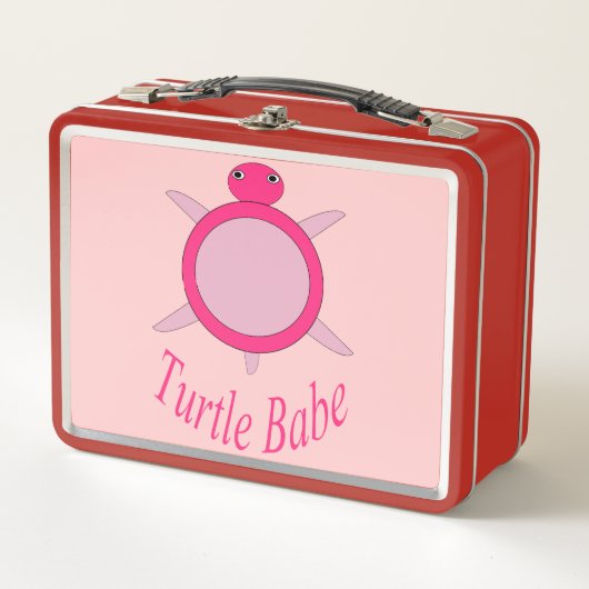 Cute Pink Turtle Babe Metal Lunch Bo (Voorkant)