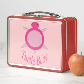 Cute Pink Turtle Babe Metal Lunch Bo (In situ)