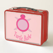 Cute Pink Turtle Babe Metal Lunch Bo (Achterkant)