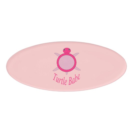 |Cute Pink Turtle Babe Name Tag (Voorkant)