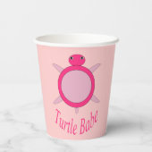 Cute Pink Turtle Babe Papieren Bekers (Achterkant)
