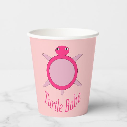 Cute Pink Turtle Babe Papieren Bekers (Voorkant)