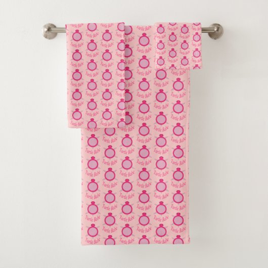 Cute Pink Turtle Babe Patterned Towels Bad Handdoek (Insitu)