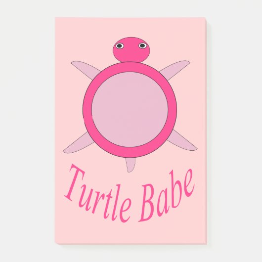 Cute Pink Turtle Babe Post merkt op Pad Post-it® Notes (Voorkant)