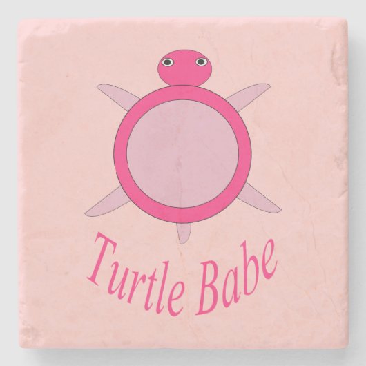 Cute Pink Turtle Babe Stone Onderzetter (Voorkant)