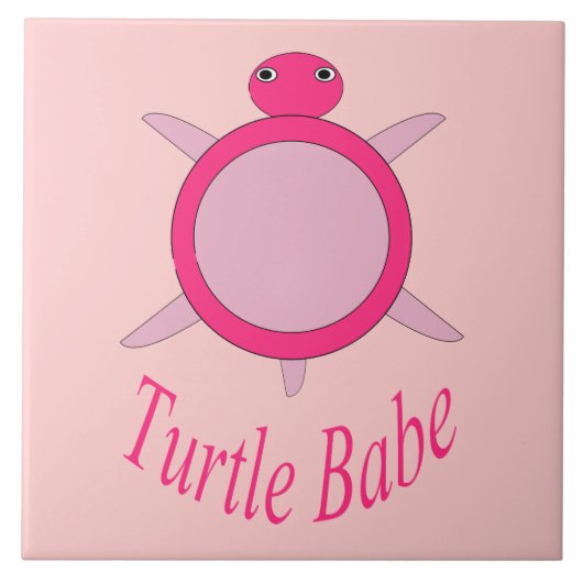 Cute Pink Turtle Babe Tegel Tegeltje (Voorkant)