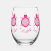Cute Pink Turtle Babe Wijnglas Zonder Voet (Achterkant)