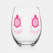 Cute Pink Turtle Babe Wijnglas Zonder Voet (Rechts)