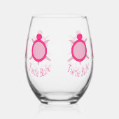 Cute Pink Turtle Babe Wijnglas Zonder Voet (Links)