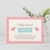 Cute Pink Twitters Baby shower Uitnodiging (Staand voorkant)