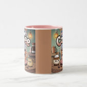 Cute Pink Two-Tone Steaming Coffee Mug Tweekleurige Koffiemok (Center)