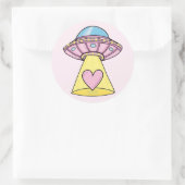 Cute Pink UFO Ronde Sticker (Tas)