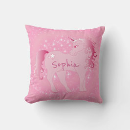 Cute Pink Unicorn Aangepaste naam Girly Bedroom Kussen