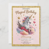 Cute Pink Unicorn Birthday Kaart (Voorkant)