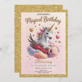 Cute Pink Unicorn Birthday Kaart