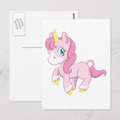 Cute Pink Unicorn Briefkaart (Voorkant / Achterkant)
