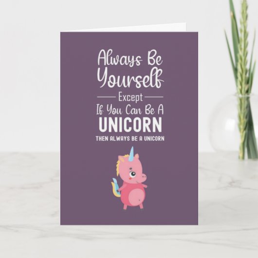 Cute Pink Unicorn Cards Girl Girly Pony Funny Kaart (Voorkant)