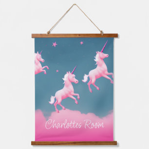 Cute Pink Unicorn Dreams Hangend Wandkleed