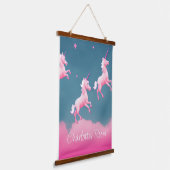 Cute Pink Unicorn Dreams Hangend Wandkleed (Gebogen)