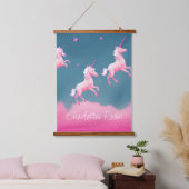 Cute Pink Unicorn Dreams Hangend Wandkleed (Slaapkamer)