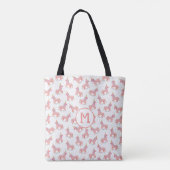 Cute Pink Unicorn en Stars Pattern | Monogrammen Tote Bag (Achterkant)