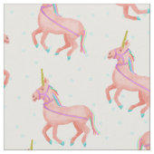 Cute Pink Unicorn en Stars Pattern Stof (Close Up)