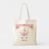 Cute Pink Unicorn Face Gitter Hearts Tote Bag (Achterkant)