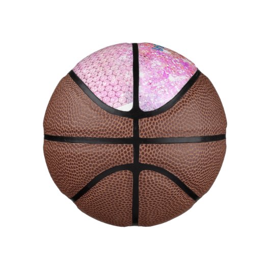 Cute Pink unicorn faux glitter monogram Basketbal (Rechts)