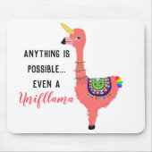 Cute Pink Unicorn Flamingo Llama Inspirerend Muismat (Voorkant)