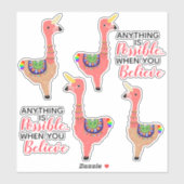 Cute Pink Unicorn Flamingo Llama Inspirerend Sticker (Vel)