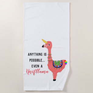 Cute Pink Unicorn Flamingo Llama Inspiring Quote Strandlaken
