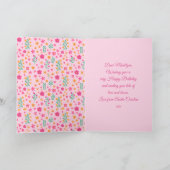 Cute Pink Unicorn Flowers, gepersonaliseerd op zat Kaart (Binnen)