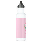 Cute Pink Unicorn Flowers Persoonlijke naam Waterfles (Links)