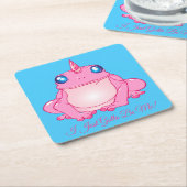 Cute Pink Unicorn Frog Kartonnen Onderzetters (Schuin)