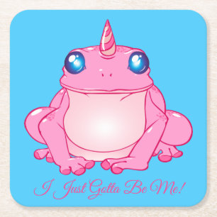 Cute Pink Unicorn Frog Kartonnen Onderzetters