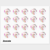 Cute Pink Unicorn Girl Bedankt voor de verjaardag Ronde Sticker (Vel)