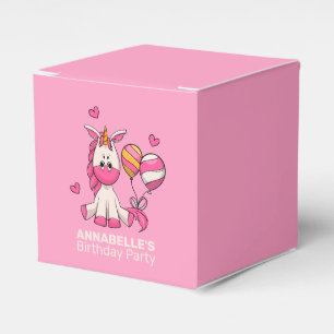 Cute Pink Unicorn Girl Birthday Party Bedankdoosjes