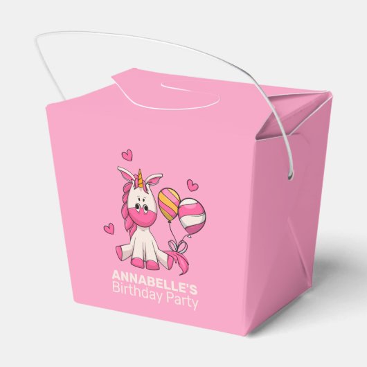 Cute Pink Unicorn Girl Birthday Party Bedankdoosjes (Achterkant)