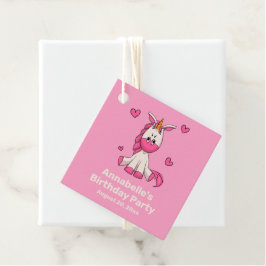 Cute Pink Unicorn Girl Birthday Party Bedankjes Labels