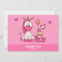 Cute Pink Unicorn Girl Birthday Party