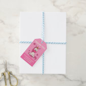 Cute Pink Unicorn Girl Birthday Party Cadeaulabel (Met Touw)