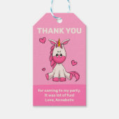 Cute Pink Unicorn Girl Birthday Party Cadeaulabel (Voorkant)