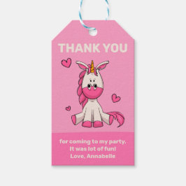 Cute Pink Unicorn Girl Birthday Party Cadeaulabel
