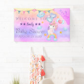 Cute Pink Unicorn Girl met hartballonnen Spandoek (Insitu)
