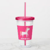 Cute Pink Unicorn Girls Acryl Drinkbeker (Voorkant)