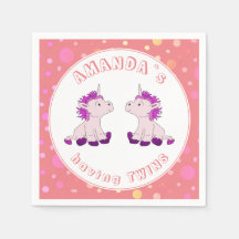 Cute Pink Unicorn Girls Twins Baby shower Party